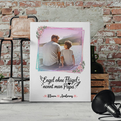 Personalisierte Leinwand Bruder ist ein Engel für Papa mit Namen & Foto und Wunschtext