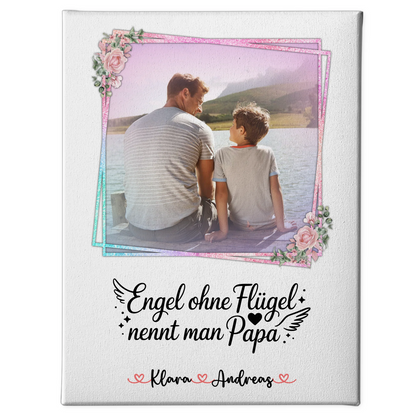 Personalisierte Leinwand Bruder ist ein Engel für Papa mit Namen & Foto und Wunschtext