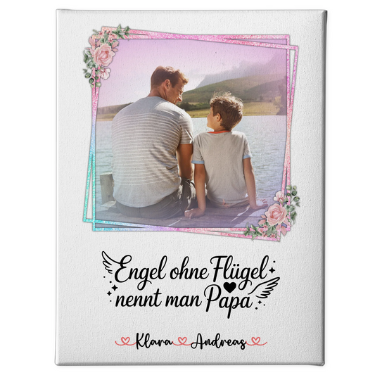 Personalisierte Leinwand Bruder ist ein Engel für Papa mit Namen & Foto und Wunschtext
