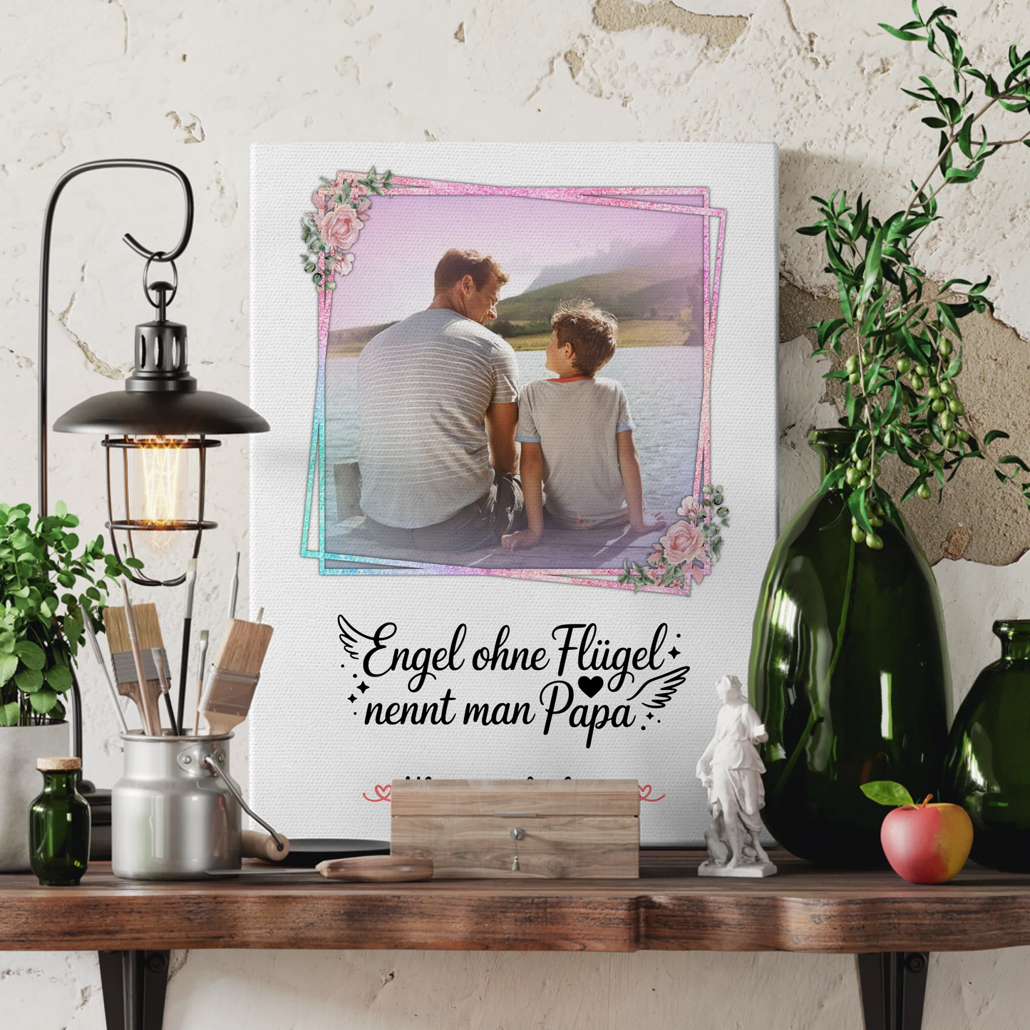 Personalisierte Leinwand Bruder ist ein Engel für Papa mit Namen & Foto und Wunschtext