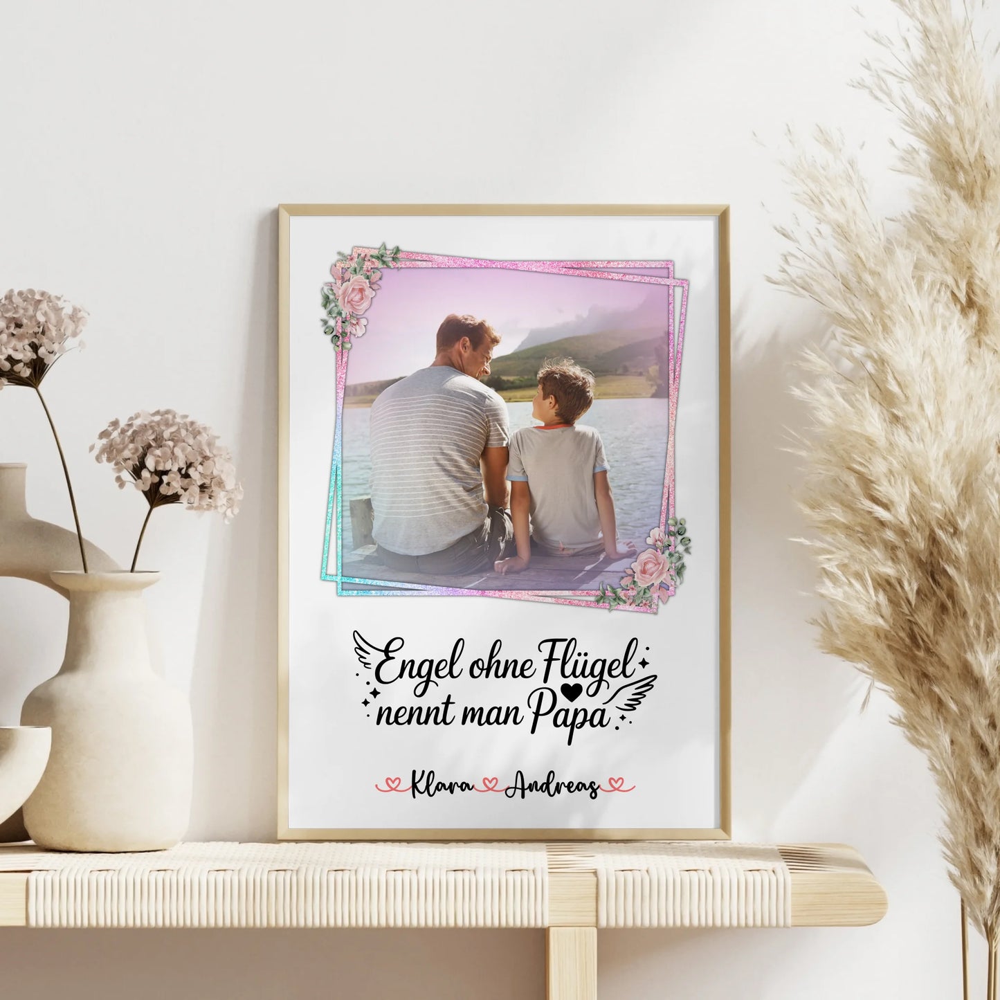 Papa Poster personalisiert mit Namen & Foto - Bruder ist ein Engel Motiv, 1 Foto & Spruch