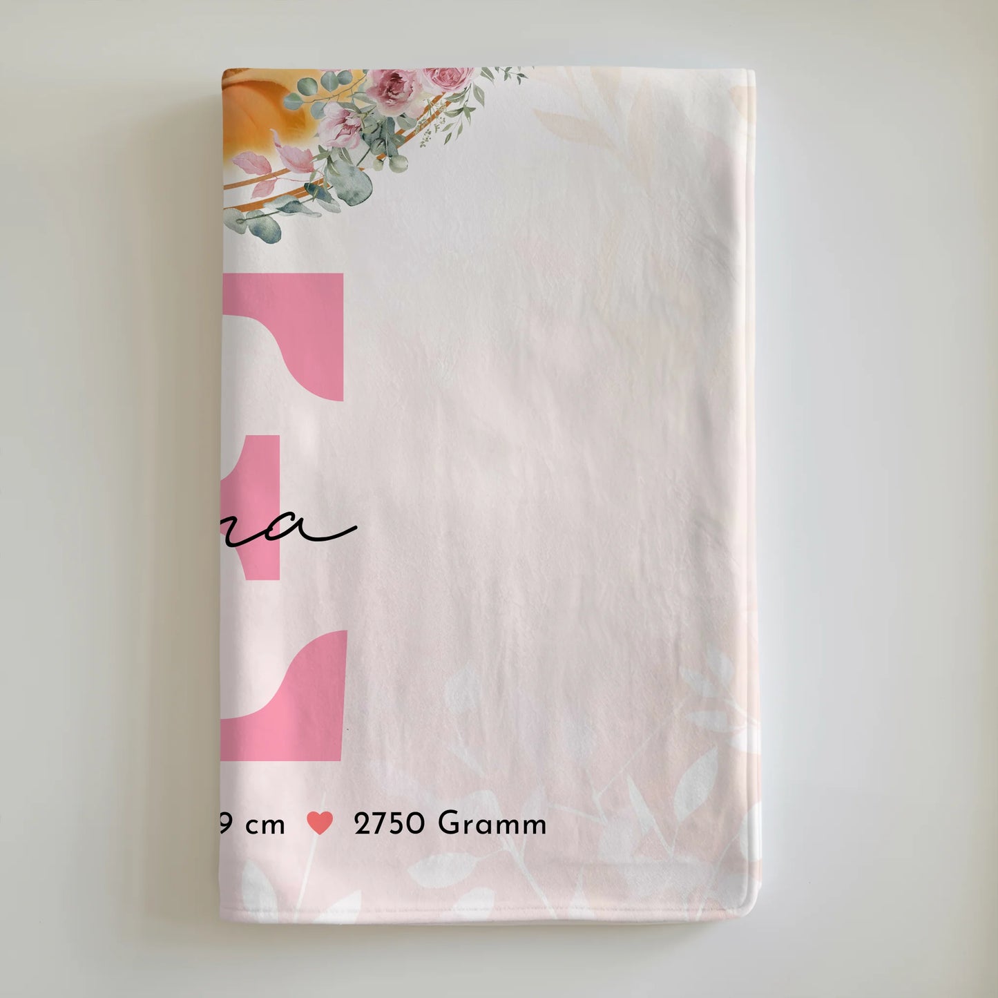 Babydecken Mit Namen mit Foto Geburtsdaten Gewicht Uhrzeit Datum Initiale & Name