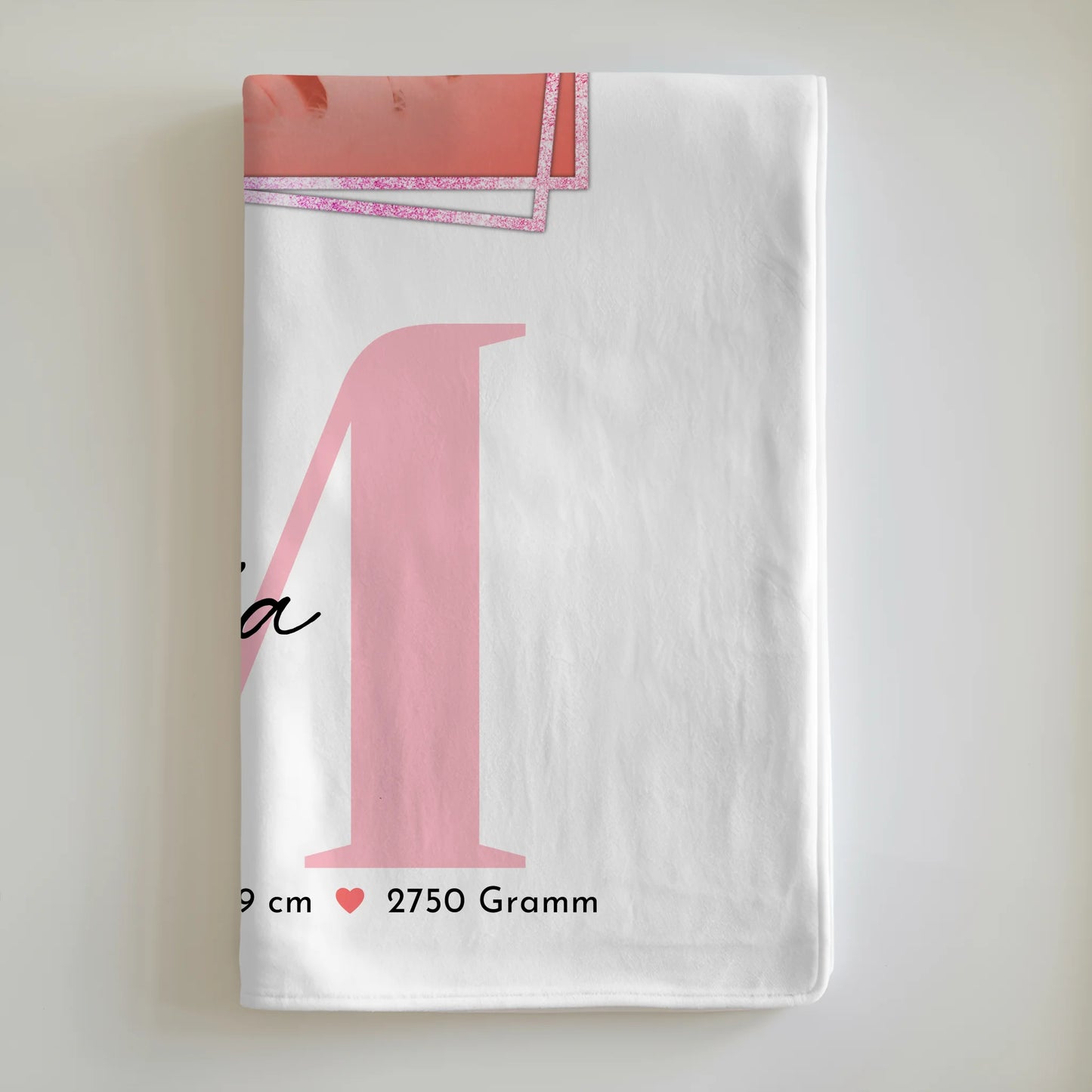 Babydecke Mit Namen mit Foto, Geburtsdaten, Initiale & Name, Größe