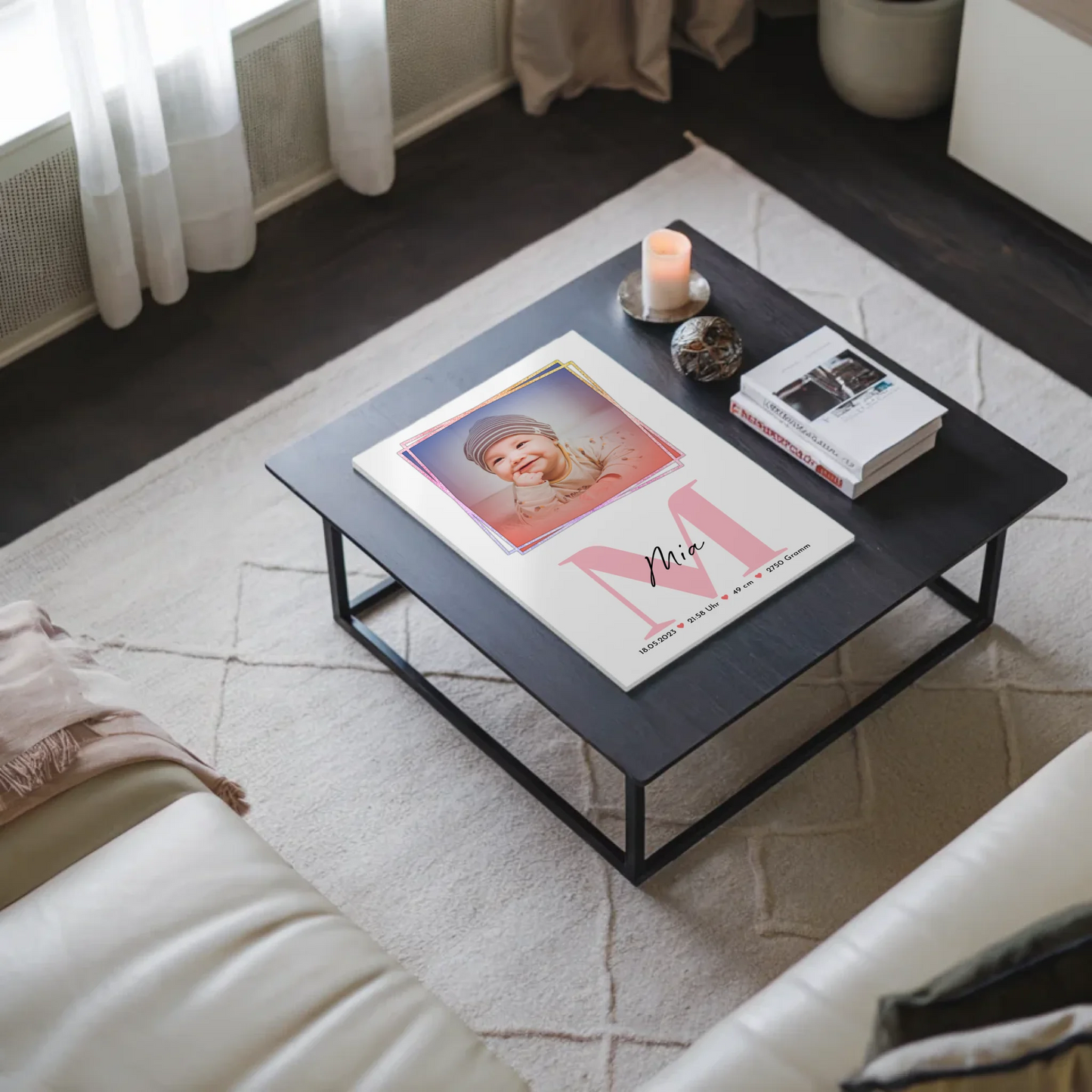 Magnet Poster Wandbild Baby zur Geburt mit Foto, Name & Geburtsdaten