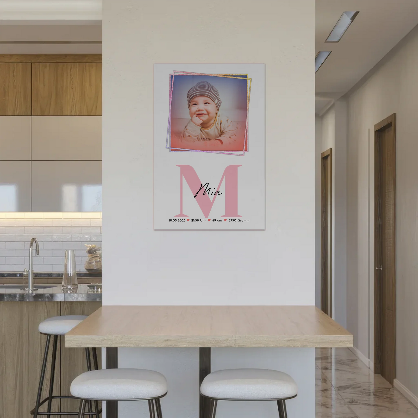 Magnet Poster Wandbild Baby zur Geburt mit Foto, Name & Geburtsdaten