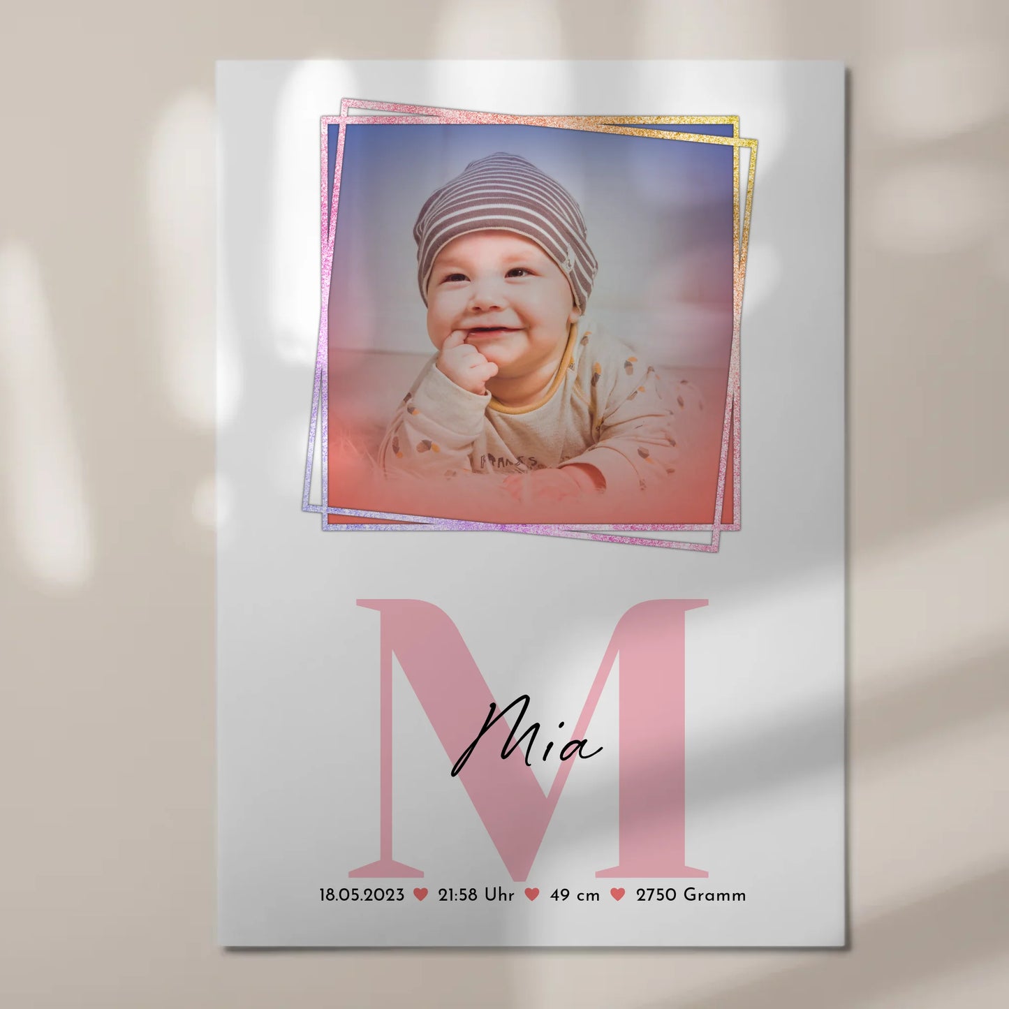 Magnet Poster Wandbild Baby zur Geburt mit Foto, Name & Geburtsdaten