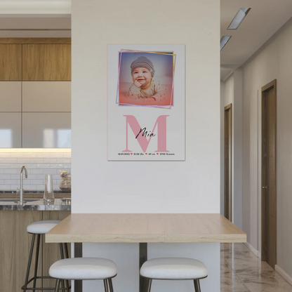 Magnet Poster Wandbild Baby zur Geburt mit Foto, Name & Geburtsdaten