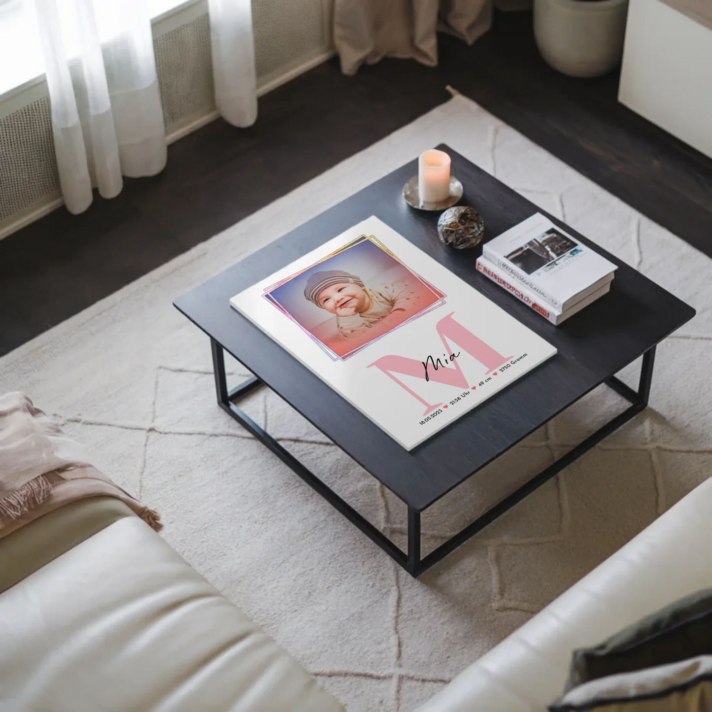 Magnet Poster Wandbild Baby zur Geburt mit Foto, Name & Geburtsdaten