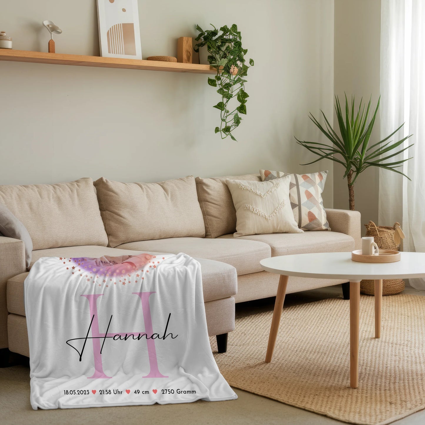 Personalisierte Babydecke Mit Namen, Foto & Geburtsdaten
