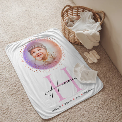Personalisierte Babydecke Mit Namen, Foto & Geburtsdaten