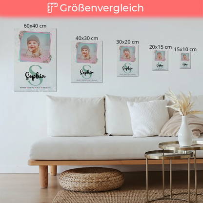 Magnetposter Fotoboard Geburt Baby mit Foto, Name und Geburtsdaten personalisierbar
