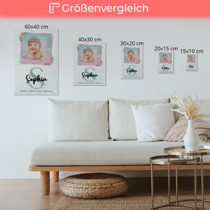Magnetposter Fotoboard Geburt Baby mit Foto, Name und Geburtsdaten personalisierbar