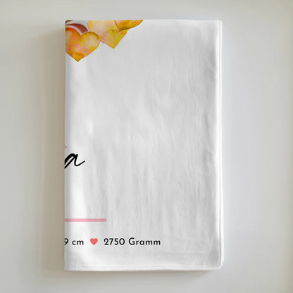 Krabbeldecke Mit Namen personalisiert Baby Geburt mit Foto, Initial & Geburtsdaten