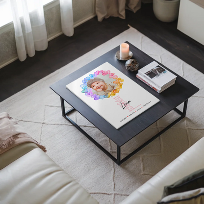 Fotoboard Magnet Wandbild Geburt Baby mit Namen und Foto personalisiert mit Geburtsdaten