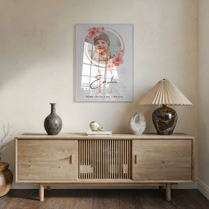 Acryl Bild zur Geburt Baby Mit Foto & Namen, Geburtsdaten Gewicht Größe