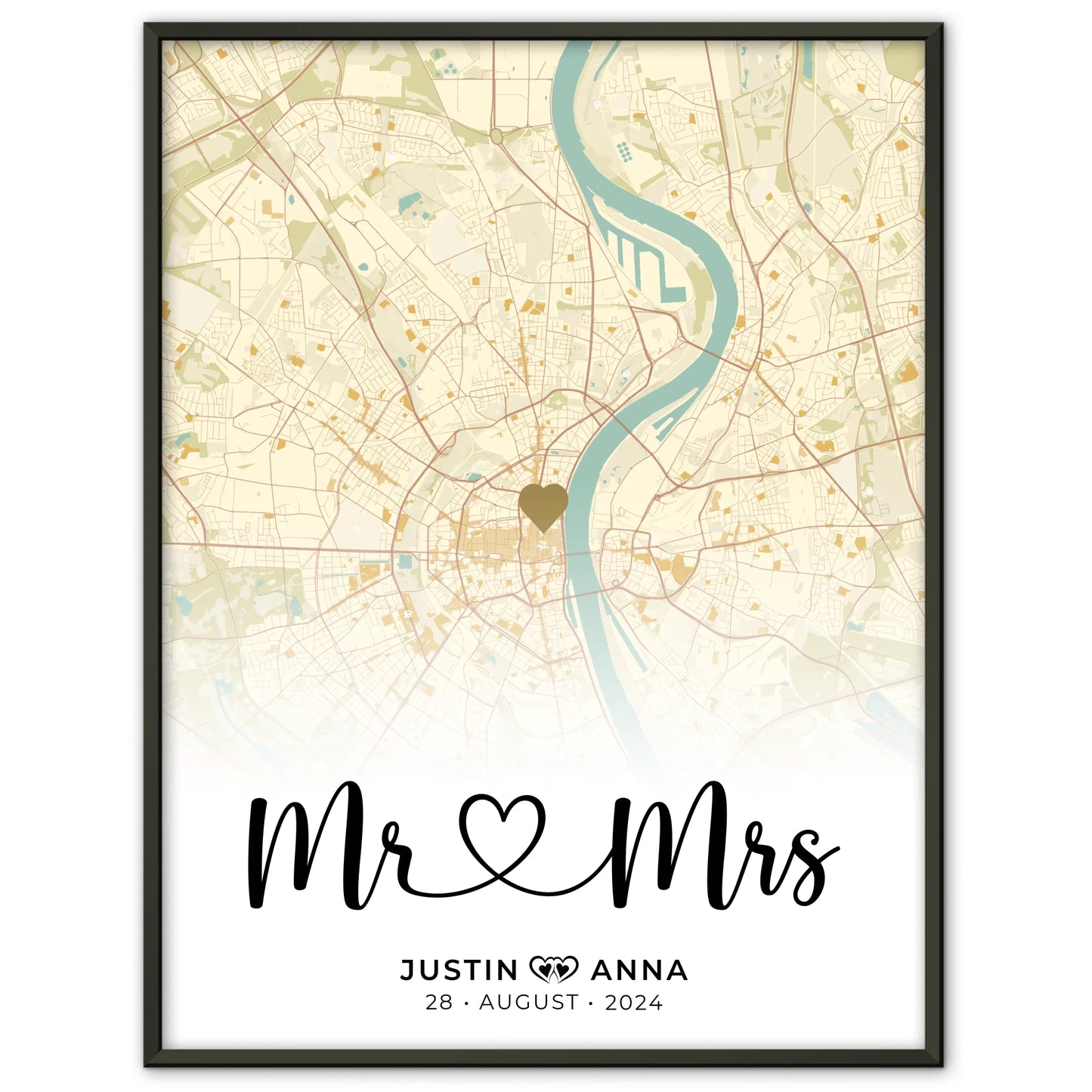 Personalisiertes Stadtkarten Poster für Paare Mr & Mrs Vintage Wo Alles Begann