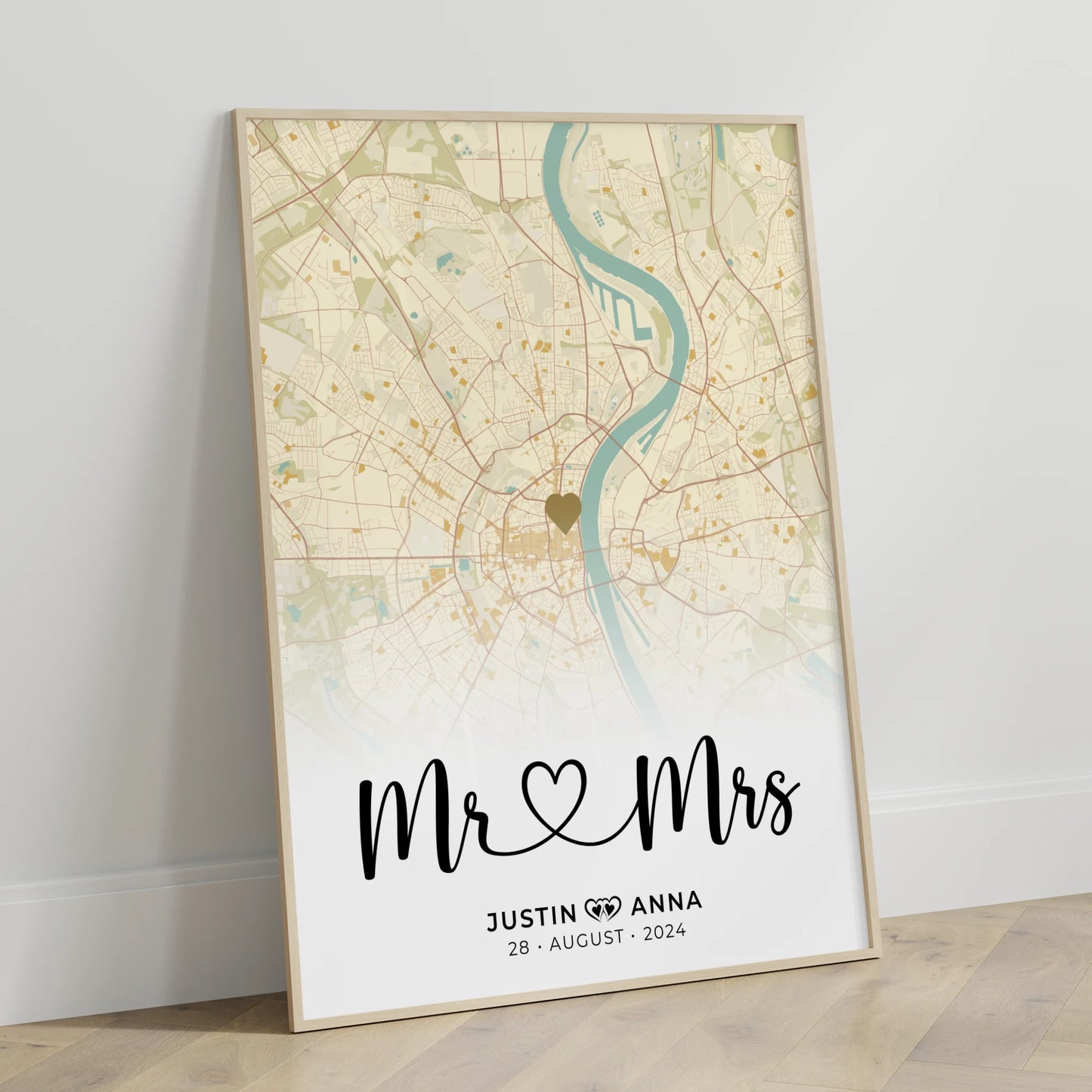 Personalisiertes Stadtkarten Poster für Paare Mr & Mrs Vintage Wo Alles Begann