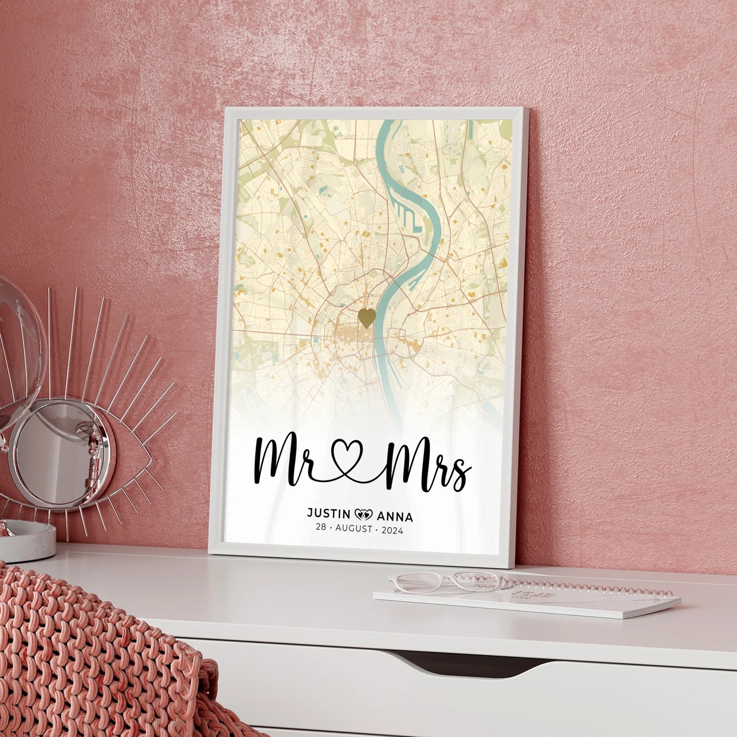 Personalisiertes Stadtkarten Poster für Paare Mr & Mrs Vintage Wo Alles Begann