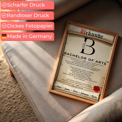 Poster Urkunde Bachelor Abschluss Geschenk Bachelor Of Arts