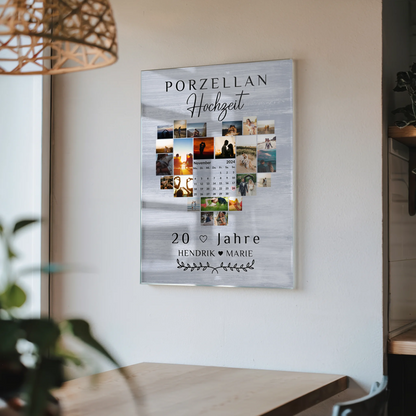 Acrylglasbild Kalender 20 Hochzeitstag Porzellanhochzeit Geschenk