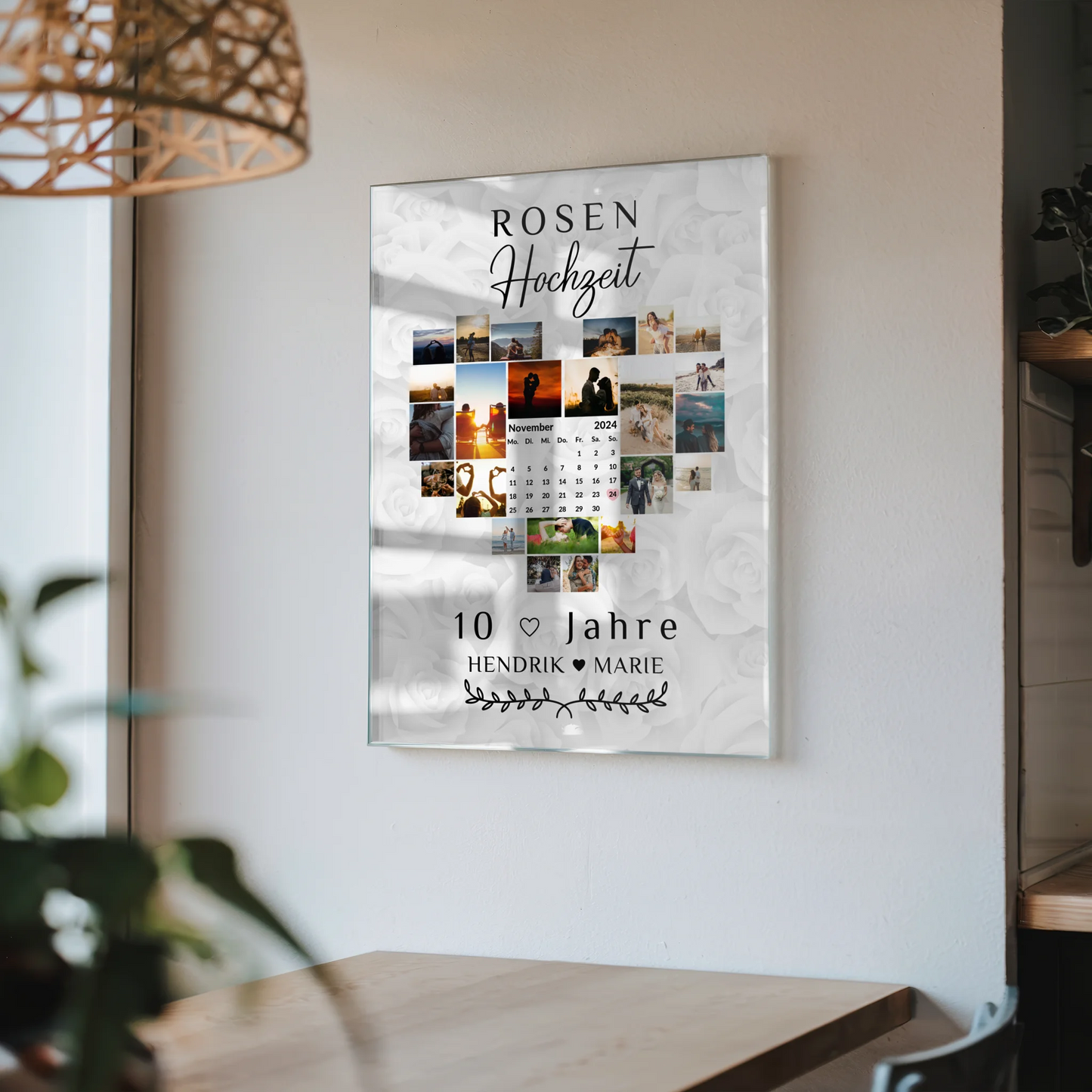 Acrylglas Bild Kalender 10 Hochzeitstag Rosenhochzeit Geschenk