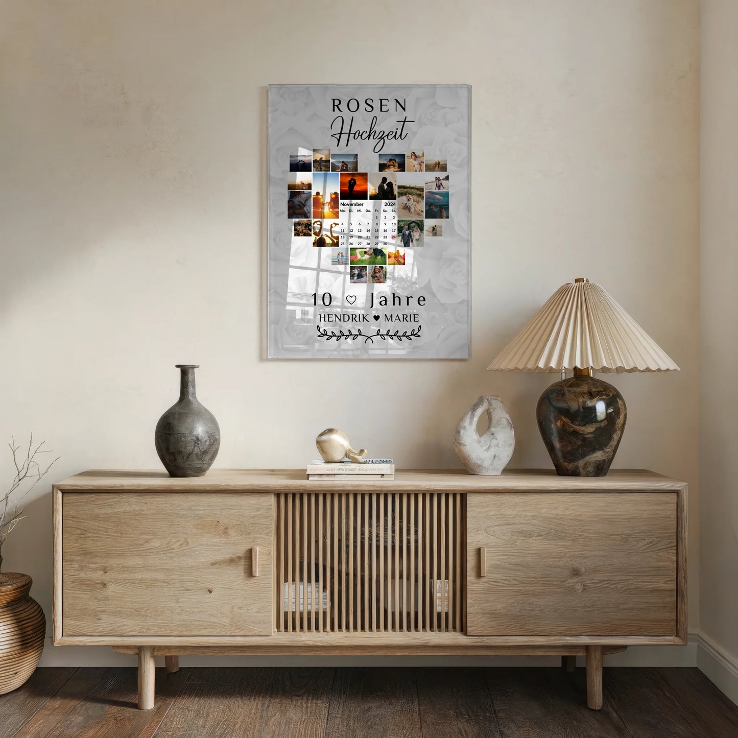 Acrylglas Bild Kalender 10 Hochzeitstag Rosenhochzeit Geschenk