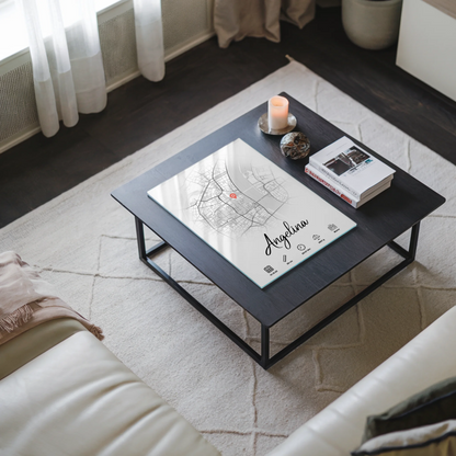 Personalisiertes Acrylglas Bild Geburt Stadtkarte Rund Weiß