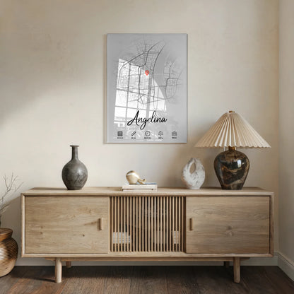 Personalisiertes Acrylglas Bild Geburt Stadtkarte Rund Weiß