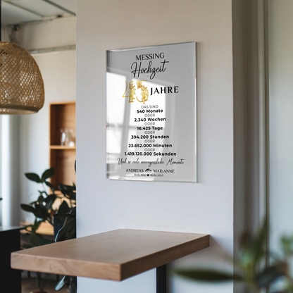 Acrylglas Bild Geschenk für 45 Hochzeitstag mit Namen und Wunschtext