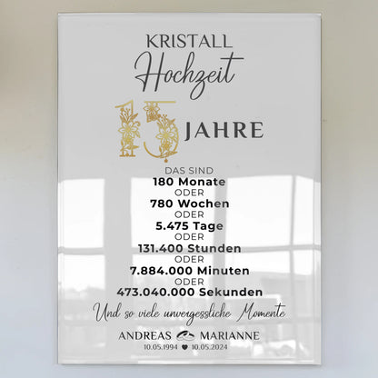 Personalisiertes Acrylglas Bild Geschenke zur Kristallhochzeit 15 Hochzeitstag