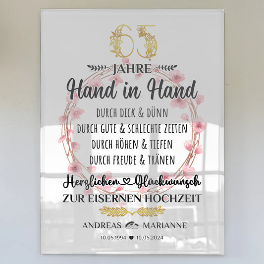 Acrylglas Bild Geschenk 65 Hochzeitstag zur Eiserne Hochzeit