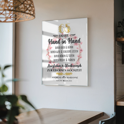 Acrylglas Bild Geschenk 65 Hochzeitstag zur Eiserne Hochzeit