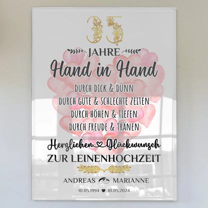 Acrylglas Bild Geschenk zur Leinenhochzeit 35 Hochzeitstag Mit Namen