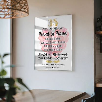 Acrylglas Bild Geschenk zur Leinenhochzeit 35 Hochzeitstag Mit Namen