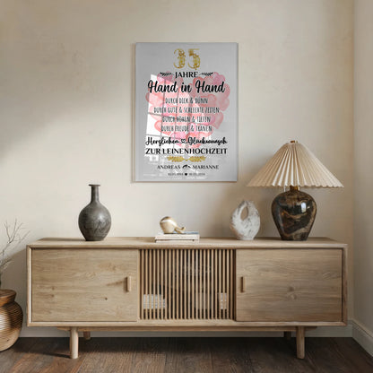 Acrylglas Bild Geschenk zur Leinenhochzeit 35 Hochzeitstag Mit Namen