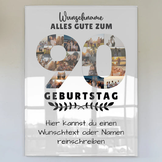 Acrylglas Bild Personalisiert zum 90 Geburtstag mit Wunschname