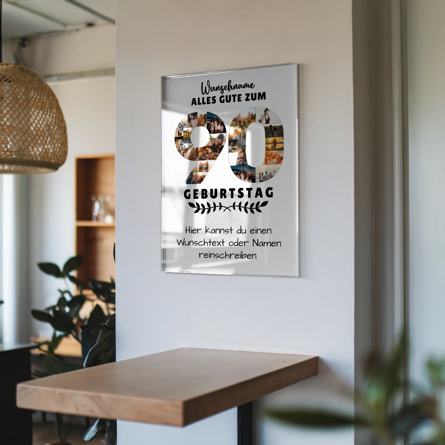 Acrylglas Bild Personalisiert zum 90 Geburtstag mit Wunschname