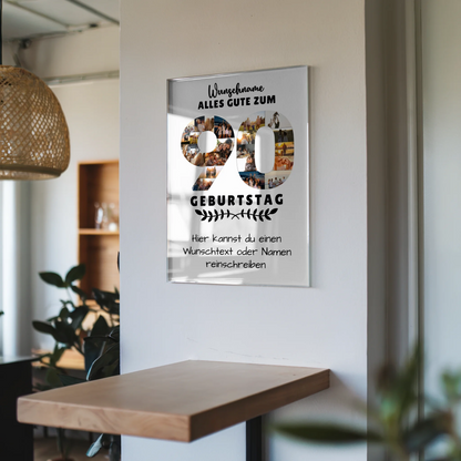 Acrylglas Bild Personalisiert zum 90 Geburtstag mit Wunschname