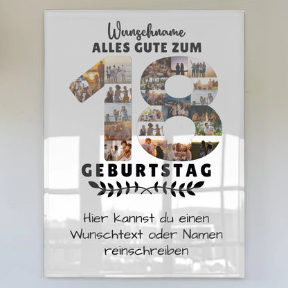 Personalisiertes Acrylglas Bild 18 Geburtstag mit Wunschname Wunschtext