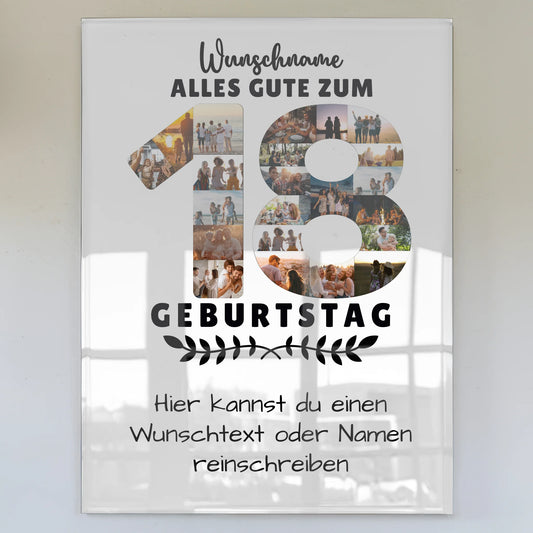 Personalisiertes Acrylglas Bild 18 Geburtstag mit Wunschname Wunschtext