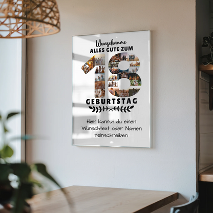 Personalisiertes Acrylglas Bild 18 Geburtstag mit Wunschname Wunschtext