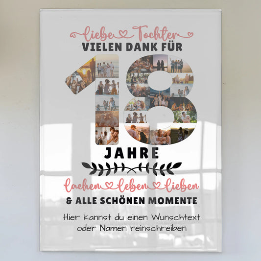 Personalisiertes Acrylglas Bild Tochter 18 Geburtstag Fotos Wunschtext