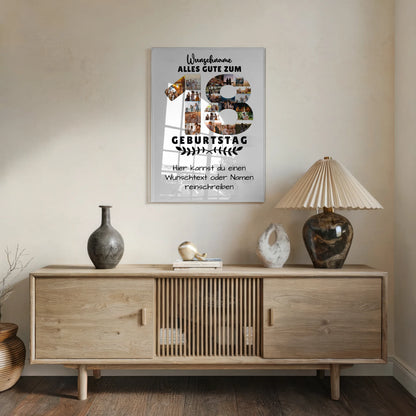 Personalisiertes Acrylglas Bild 18 Geburtstag mit Wunschname Wunschtext