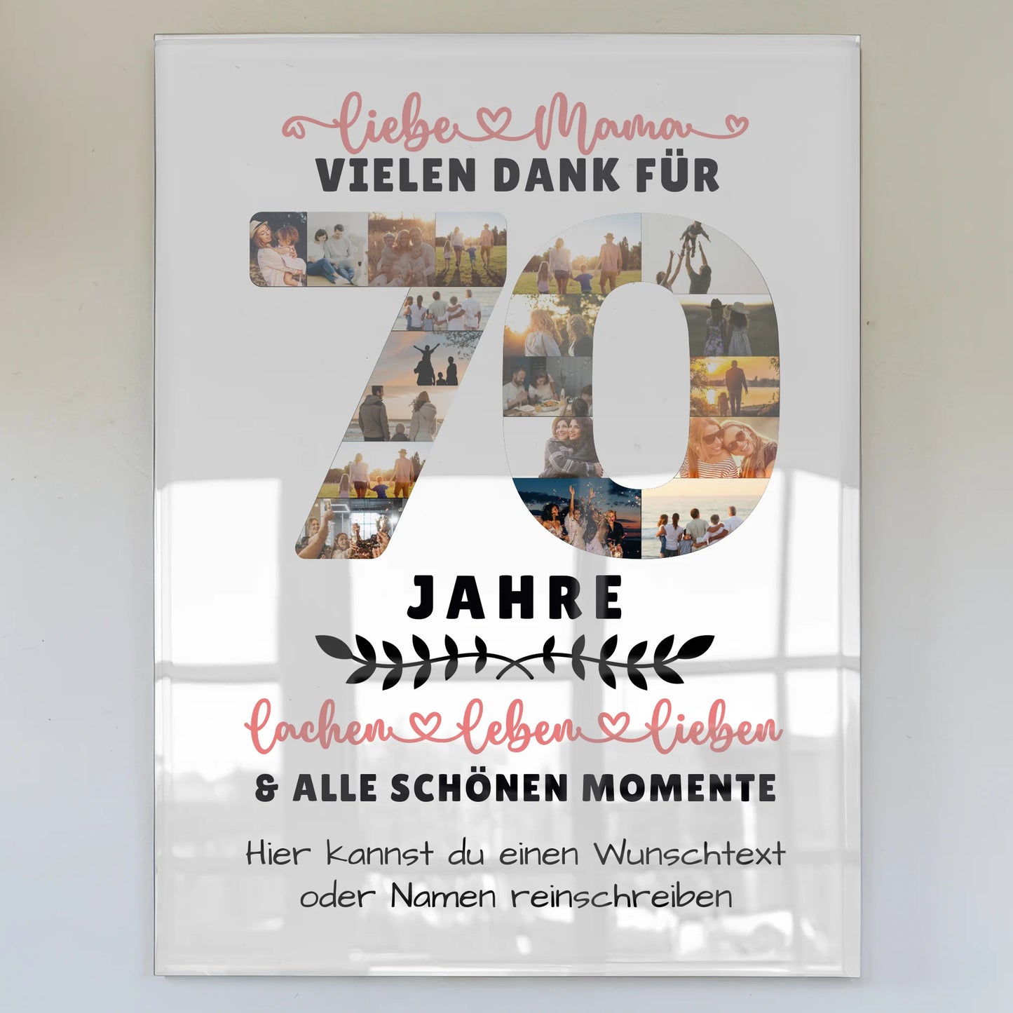 Personalisiertes Acrylglas Bild Mama 70 Geburtstag Fotos Lachen Leben