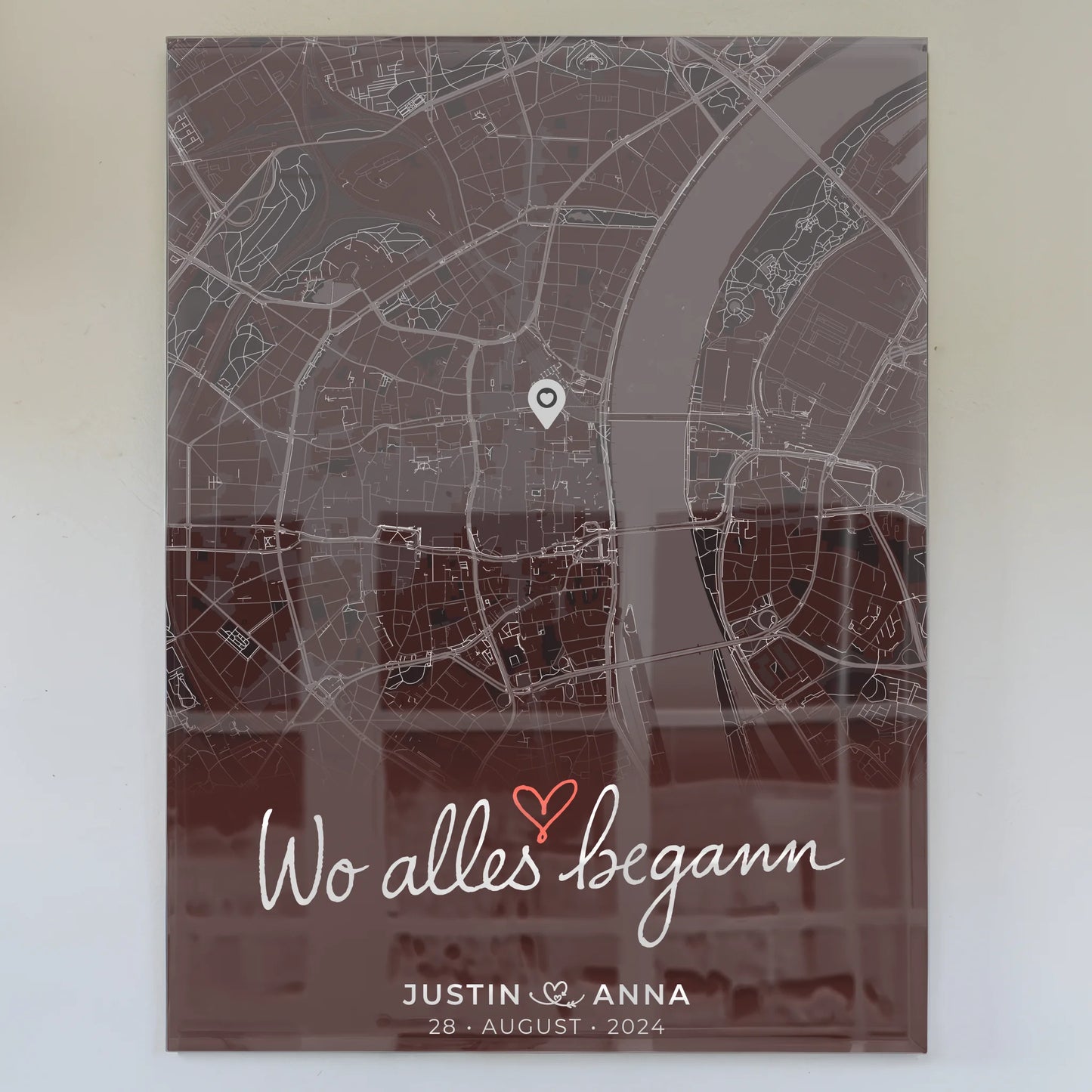 Personalisiertes Acrylglas Bilder für Paare Stadtkarte Wo Alles Begann