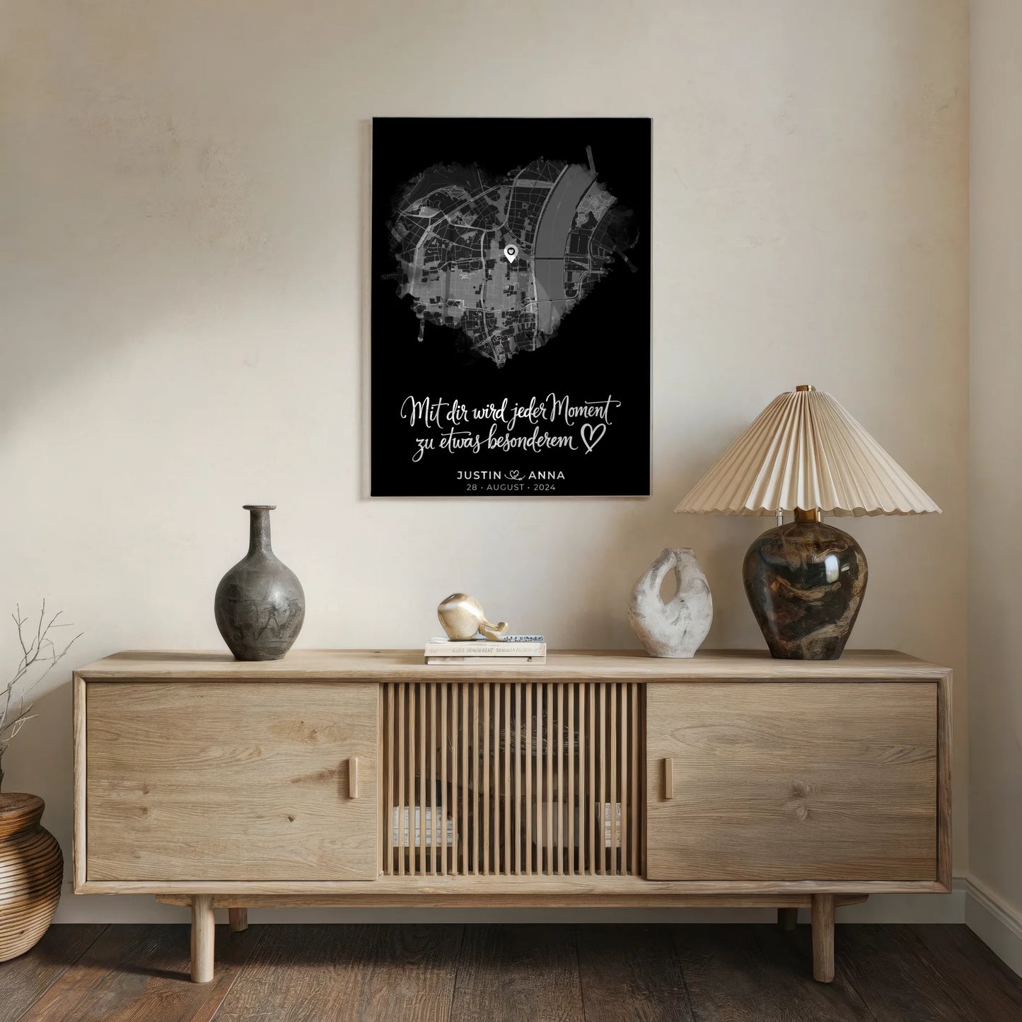 Personalisiertes Acrylglas Bild Paare Stadtkarte Herzform Jeder Moment