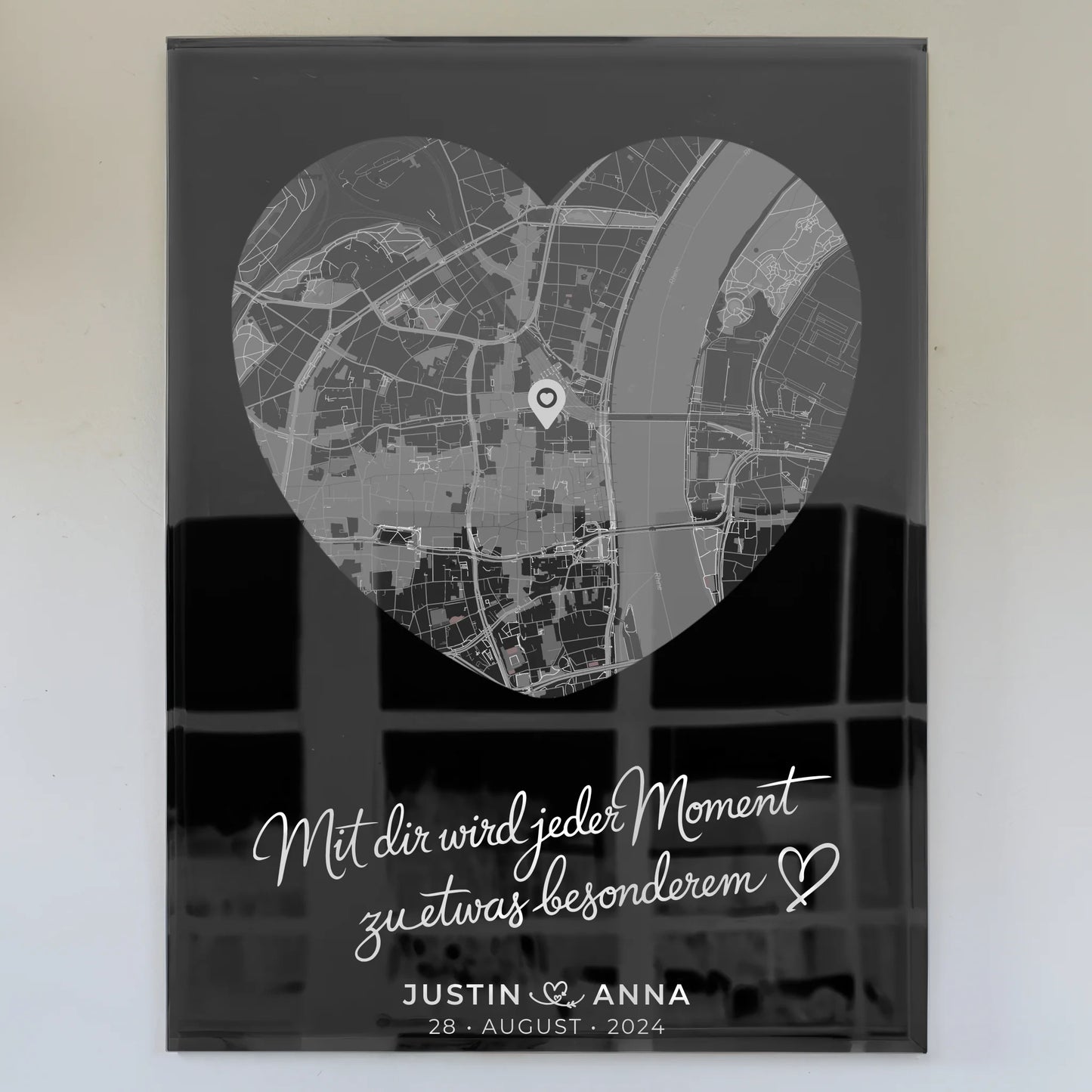 Acrylglas Bild Paare Stadtkarte Herzform Jeder Moment Personalisiert