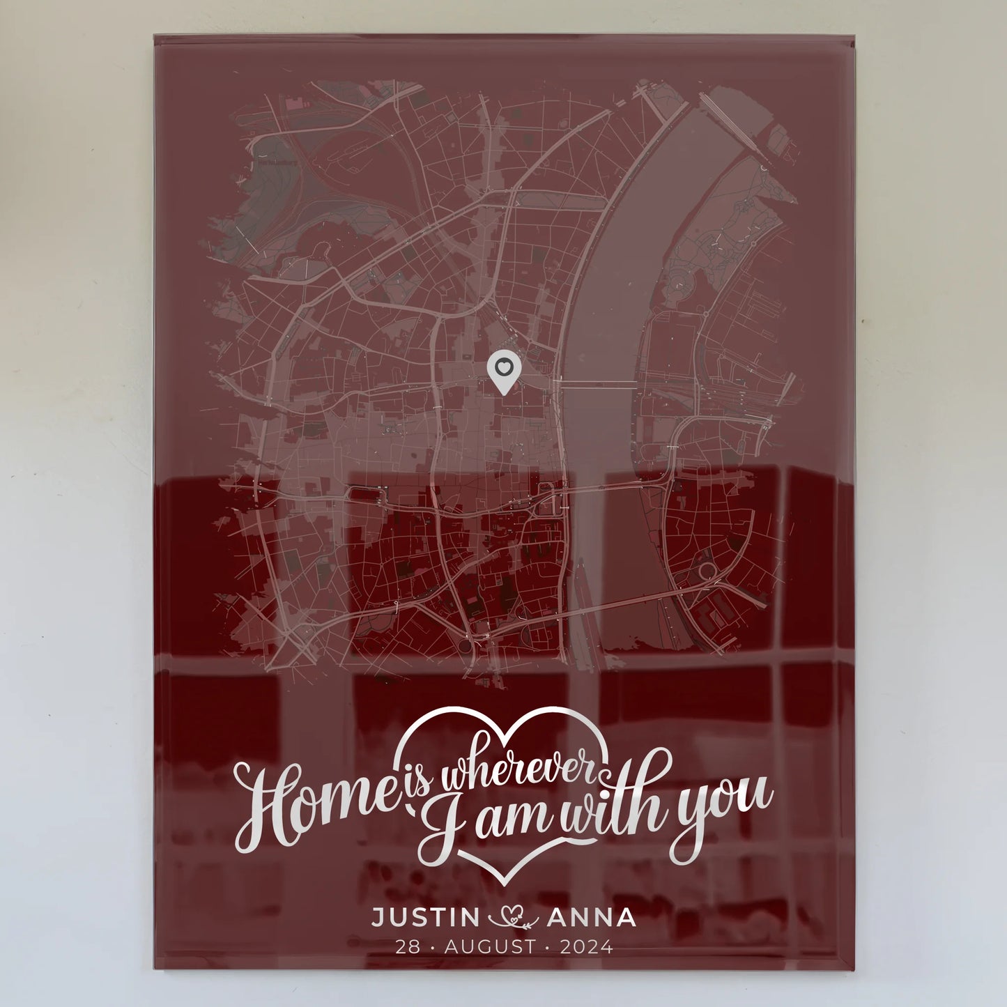 Personalisiertes Stadtkarte im Pinsel-Stil als Liebes Acrylglas Bild Paare