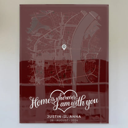 Personalisiertes Stadtkarte im Pinsel-Stil als Liebes Acrylglas Bild Paare