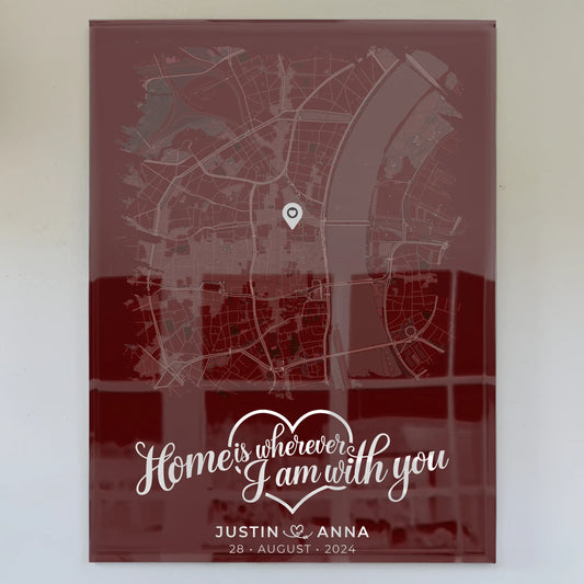 Personalisiertes Stadtkarte im Pinsel-Stil als Liebes Acrylglas Bild Paare